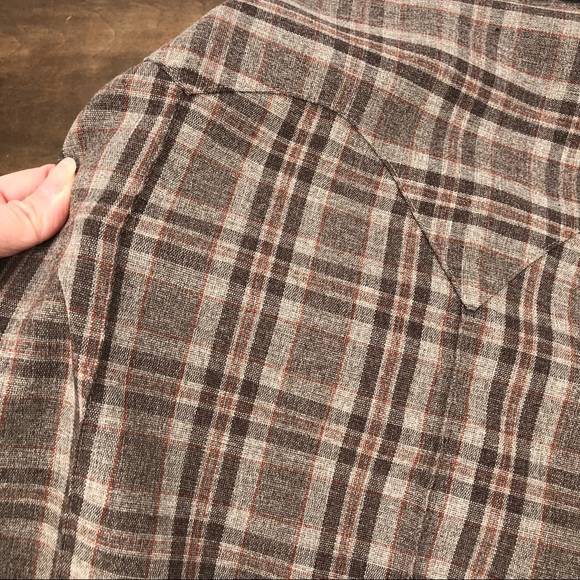 Vintage 70s Men‘s Karman Snap Pearl Button Plaid Shirt - Picture 5 of 14